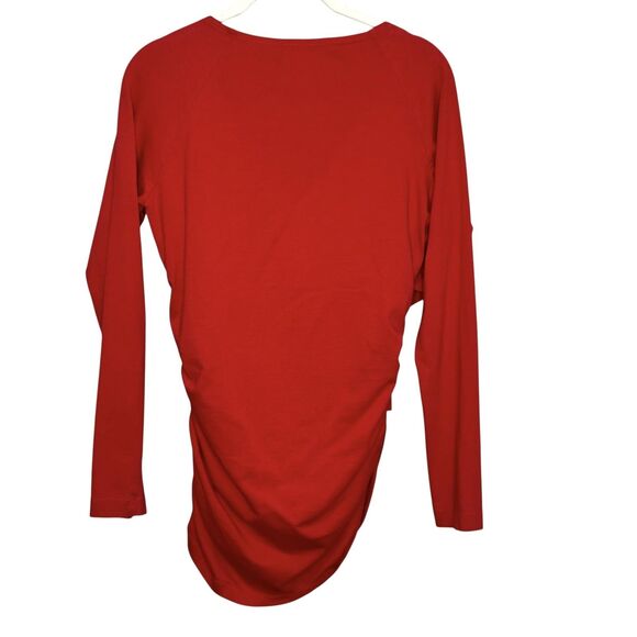 Sundance Top Womens Small Red Long Sleeve Ruched Surplice Wrap Style Party - Picture 2 of 6